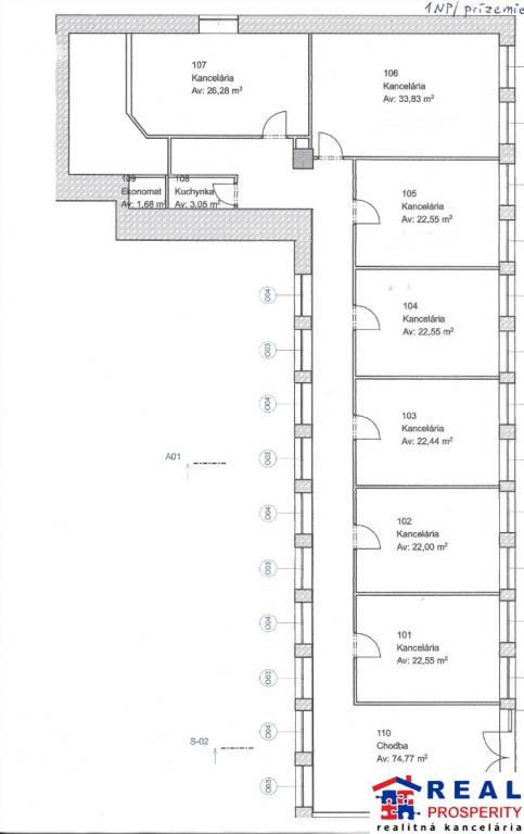 MASARYKOVA: NOVÉ NEBYTOVÉ priestory cca 23 m2 až cca 34 m2, VÝŤAH