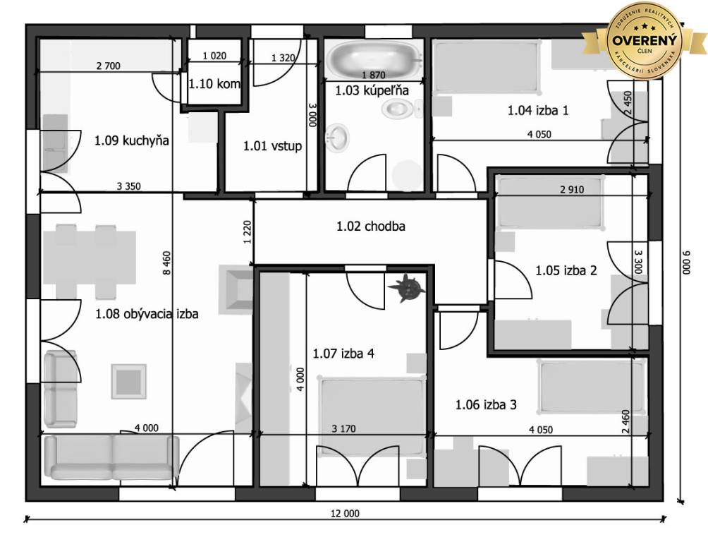 DREVODOM - NÍZKOENERGETICKÝ 5 izbový, 108 m2, okr. Nové Zámky