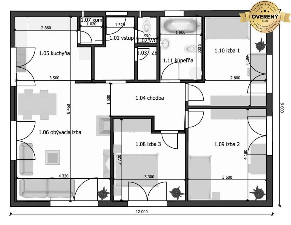 DREVODOM - NÍZKOENERGETICKÝ 4 izbový, 108 m2, okr. Partizánske