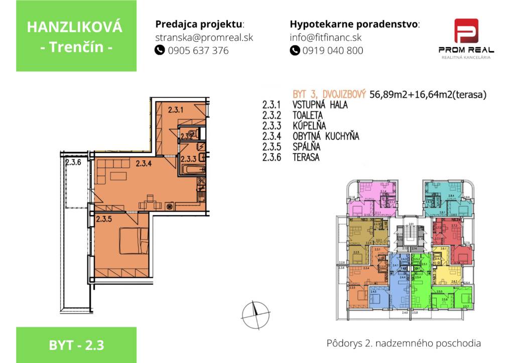 Posledný na predaj 2 - izbový byt novostavba 75 m2 Hanzlíková-Trenčín