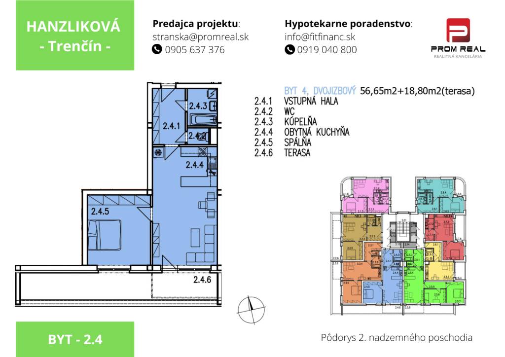 Predaj 2 - izbový byt novostavba 77,6 m2 Hanzlíková - Trenčín