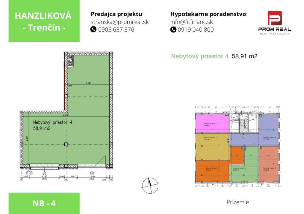 Predaj nebytový priestor novostavba prízemie 59 m2 Hanzlíková-Trenčín