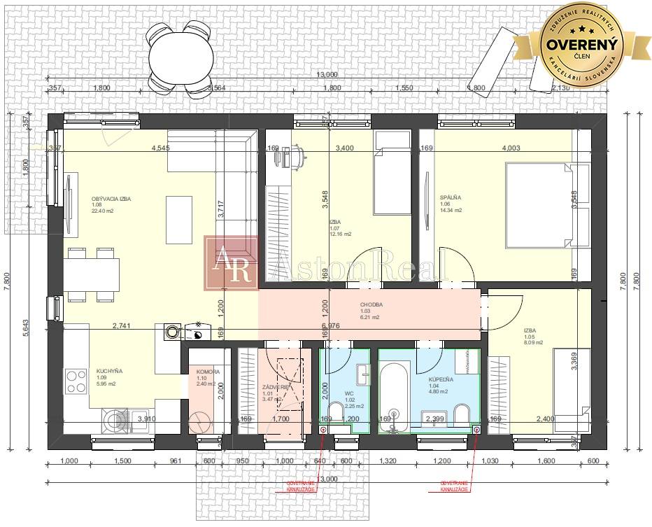 STAVEBNÝ POZEMOK, 890 m2, BADÍN, cca 13m x 65m + projekt domu