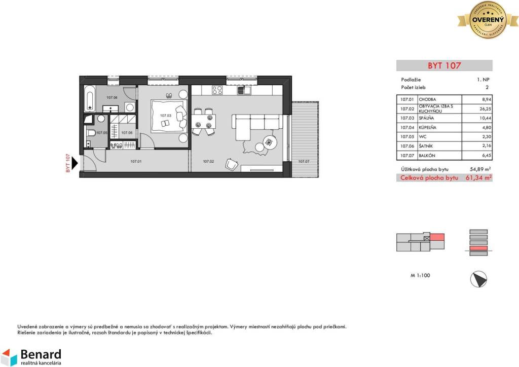 BD – RELAX; 2 IZBOVÝ BYT; 1.NP; 61,24m2;  