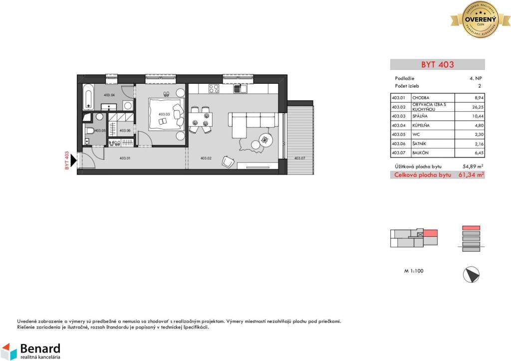 BD - RELAX; 2 IZBOVÝ BYT; 4.NP; 61,34m2;