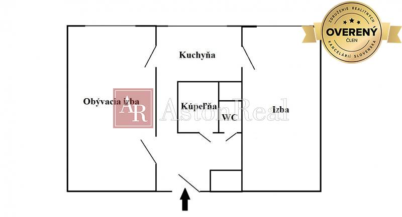 Predaj: 2 izb. byt, rozlohou 56m2, ul. Generála Svobodu Zvolen-Môťová 