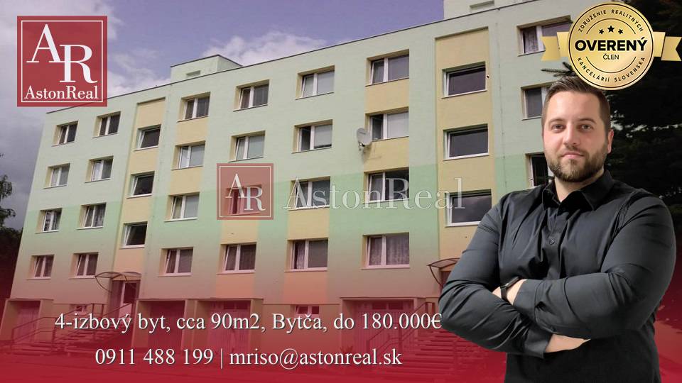 HĽADÁM: 4-izbový byt s balkónom, cca 90 m2, do 180.000,- €, Bytča