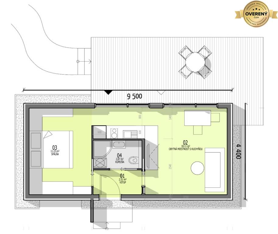 SMALLVILLE_NÍZKOENERGETICKÝ DREVODOM 2 izbový, 42 m2, okr. Nové Zámky