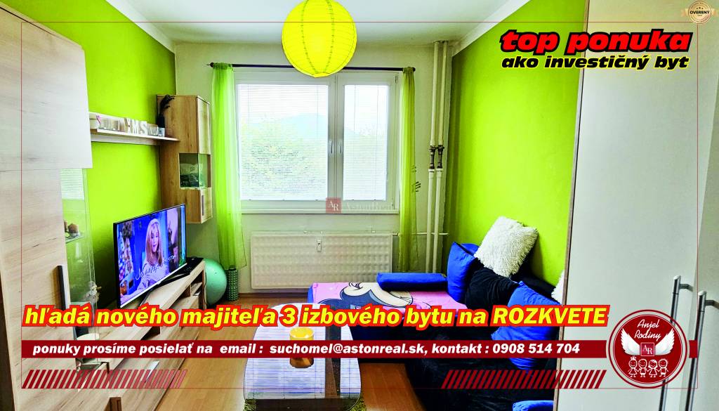 Na predaj:  3i byt na Rozkvete - TOP PONUKA REZERVOVANÉ