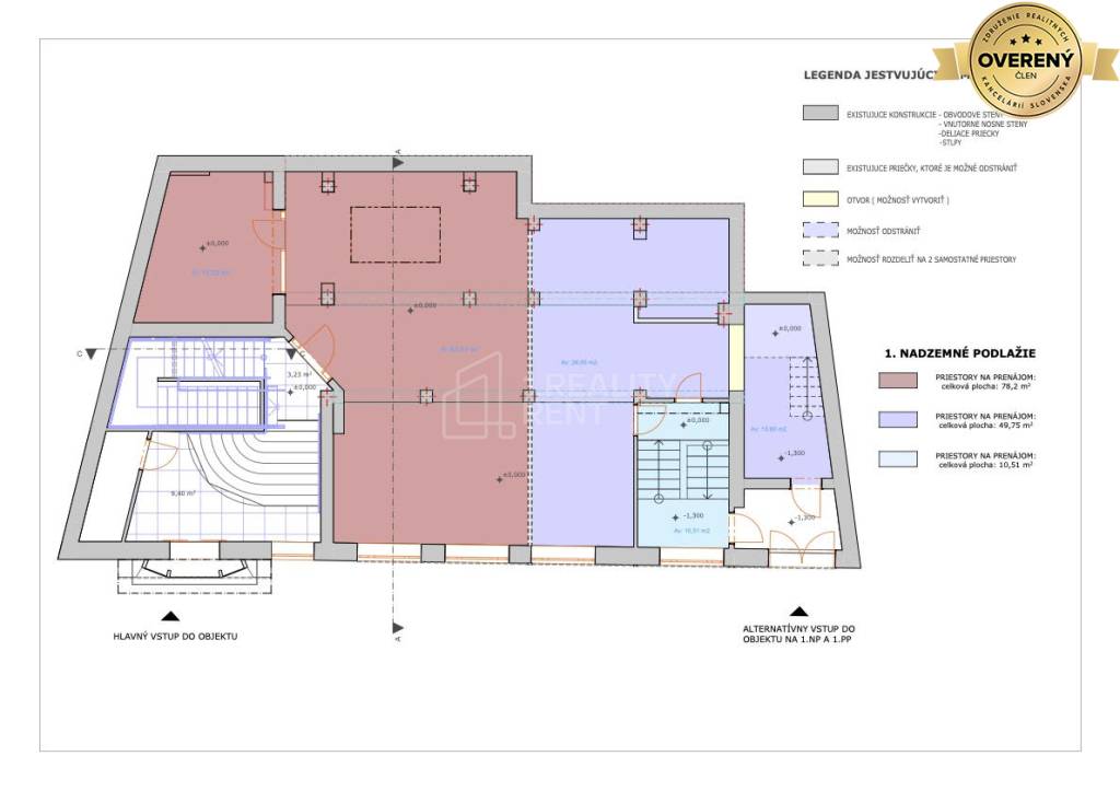 Ponúkame na prenájom obch. priestory 129 m2 a 279 m2 v centre Žiliny 