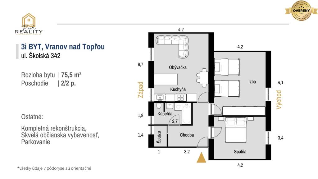 Moderný, kompletne zrekonštruovaný 3 izbový byt Vranov nad Topľou