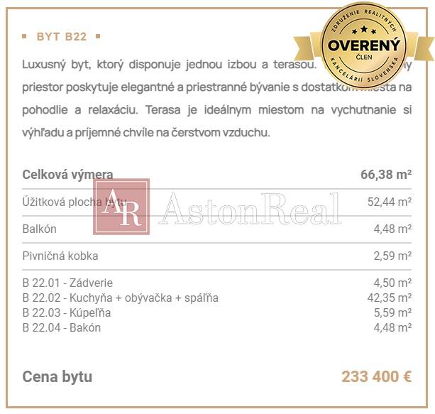 1-izb REKREAČNÝ APARTMÁN VYSOKÉ TATRY-TATRANSKÁ ŠTRBA 66,38m2