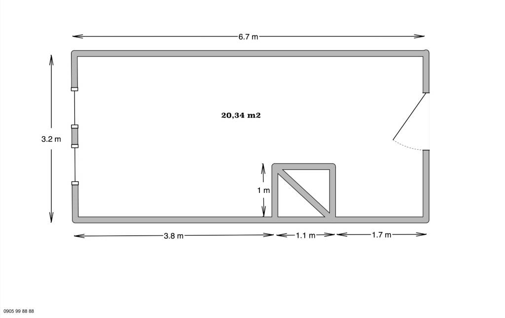 Priestor s umývadlom - 20 m2 - Mäsiarska ul.