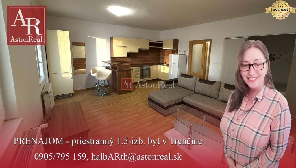 Priestranný 1,5 izb. byt, 41m2, balkón, zariadený, Východná, Trenčín