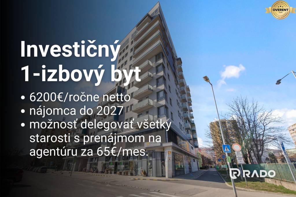 RADO | Predaj 1-izbový investičný byt | Bratislava-Nové Mesto 